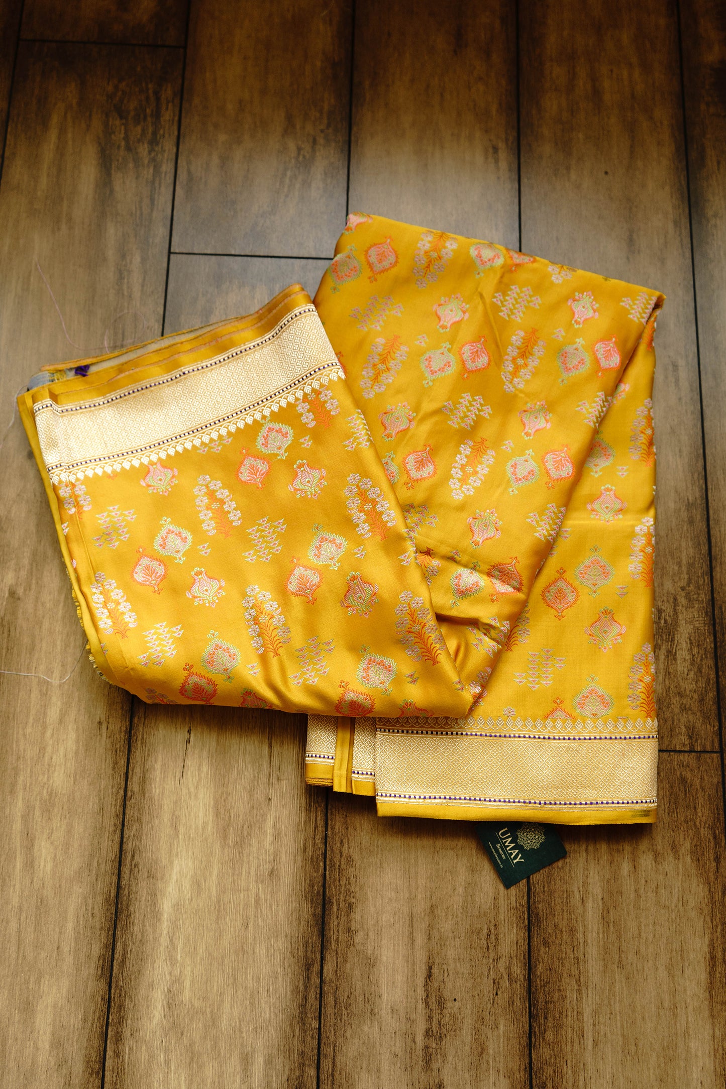 Mashru Kadiyal Yellow Saree