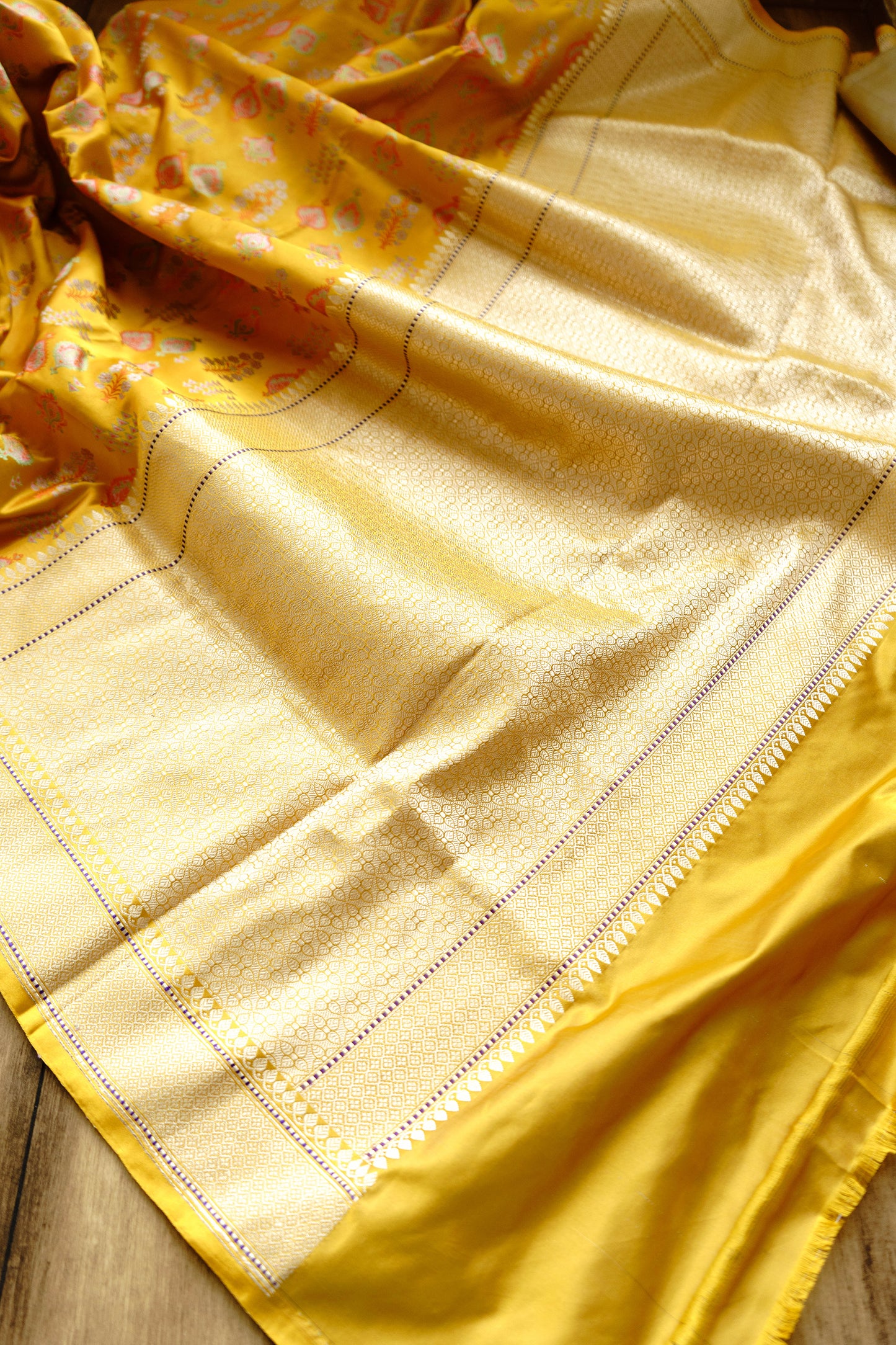 Mashru Kadiyal Yellow Saree