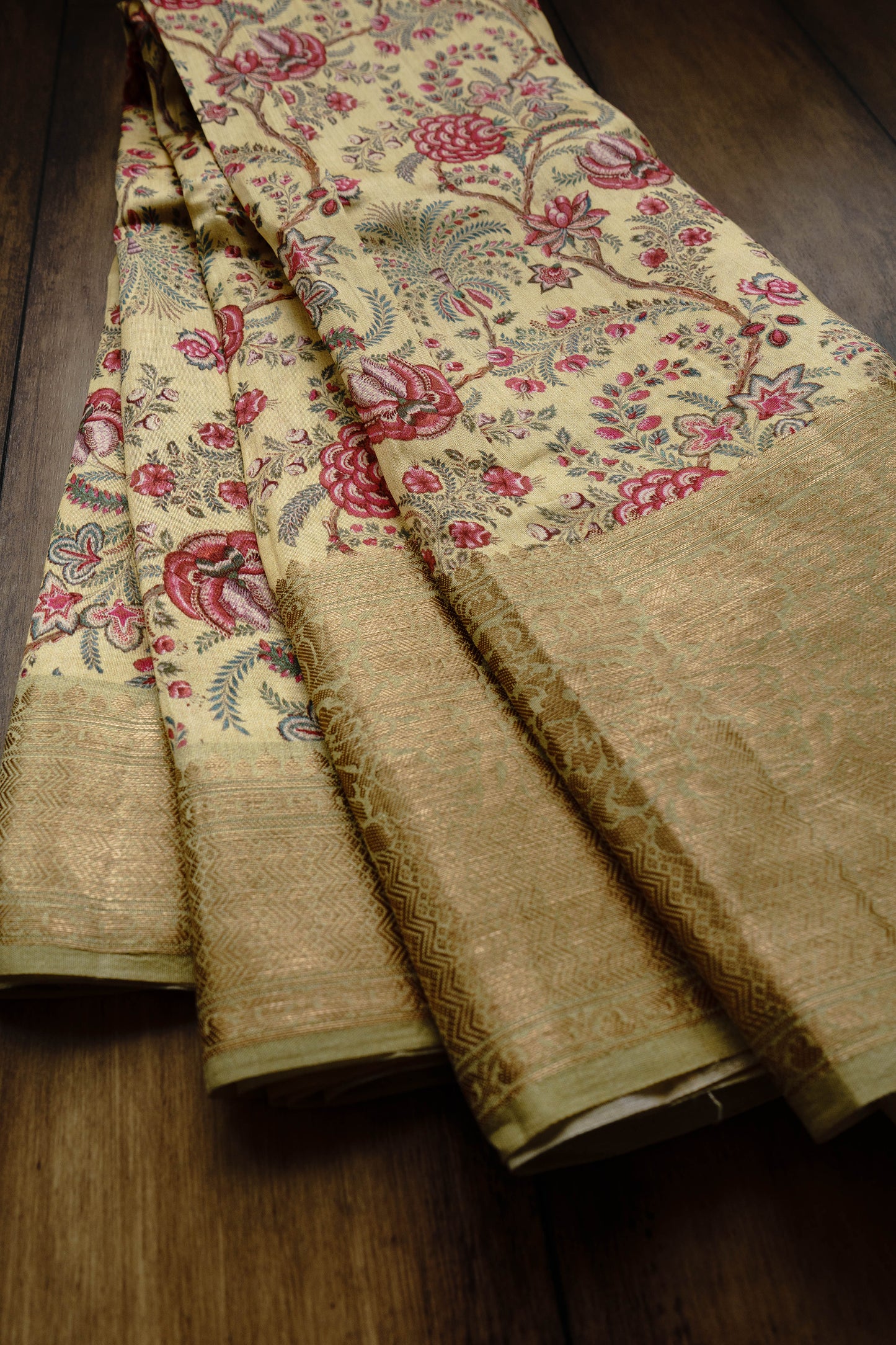 Chiniya Lemon Yellow Saree