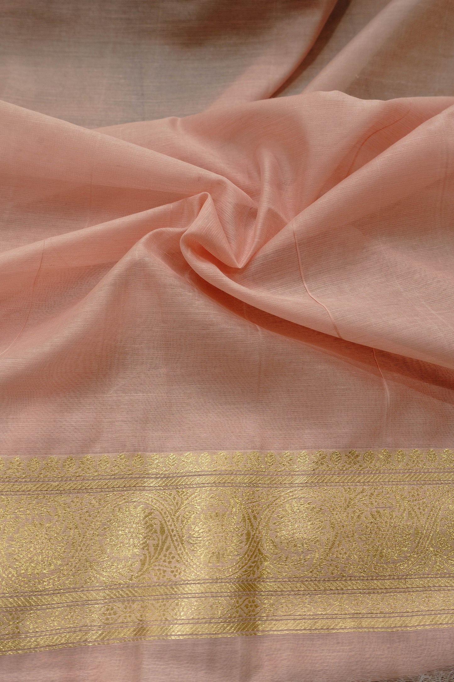 Chinon Silk - Peach Pink Saree