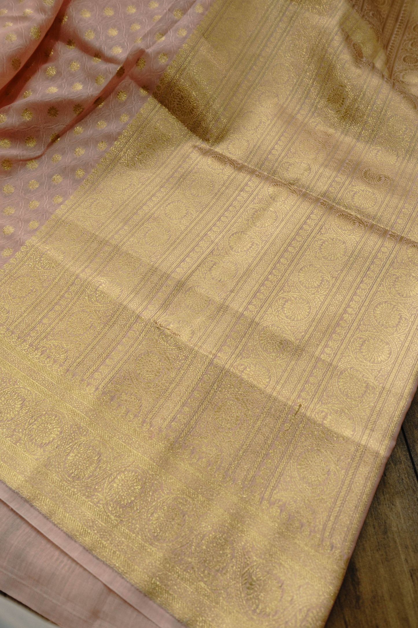 Chinon Silk - Peach Pink Saree