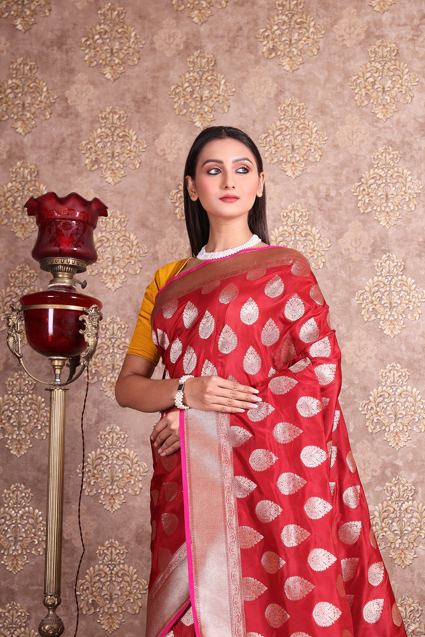 Maroon Katan Booti Upada Saree