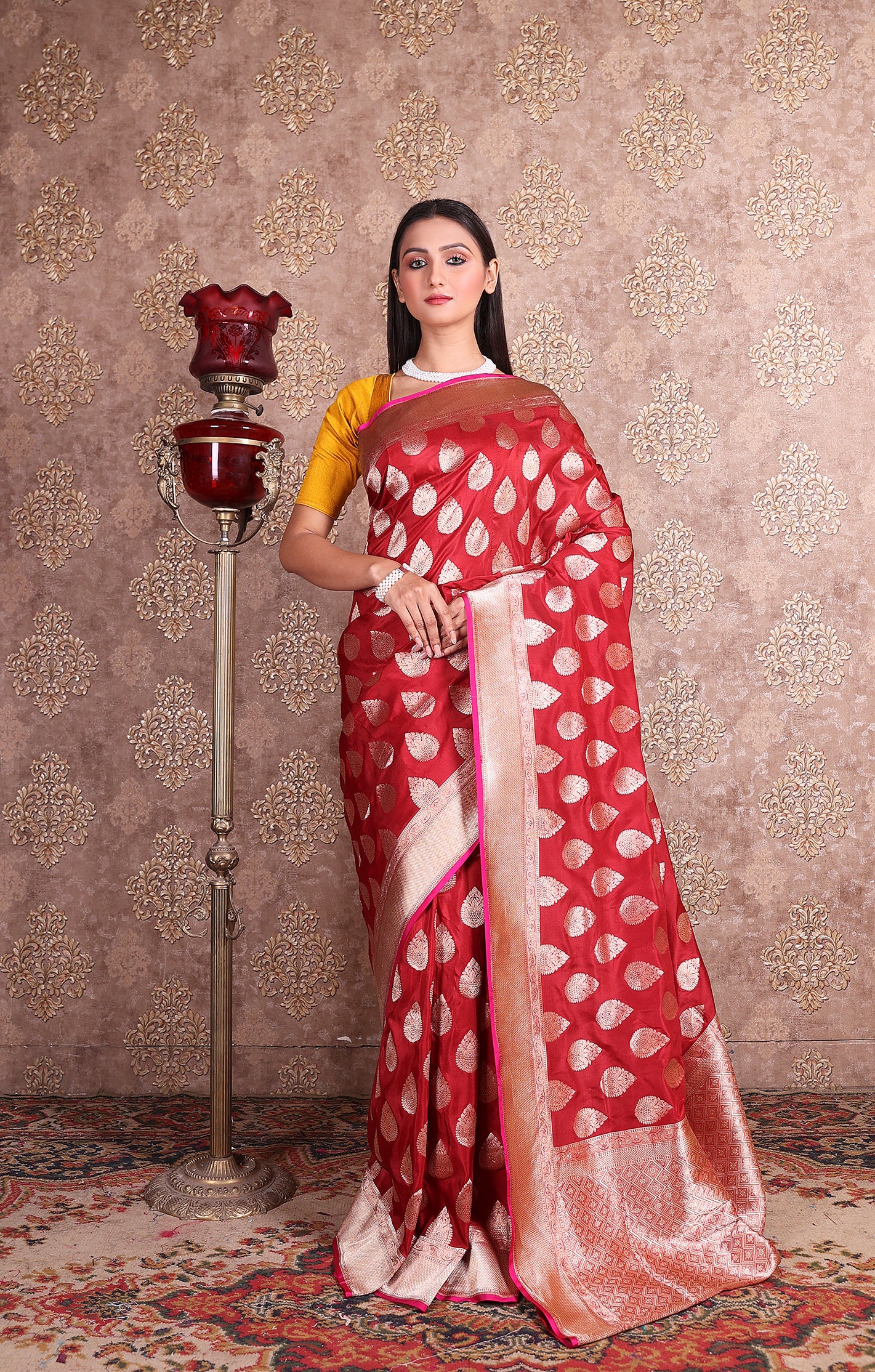 Maroon Katan Booti Upada Saree