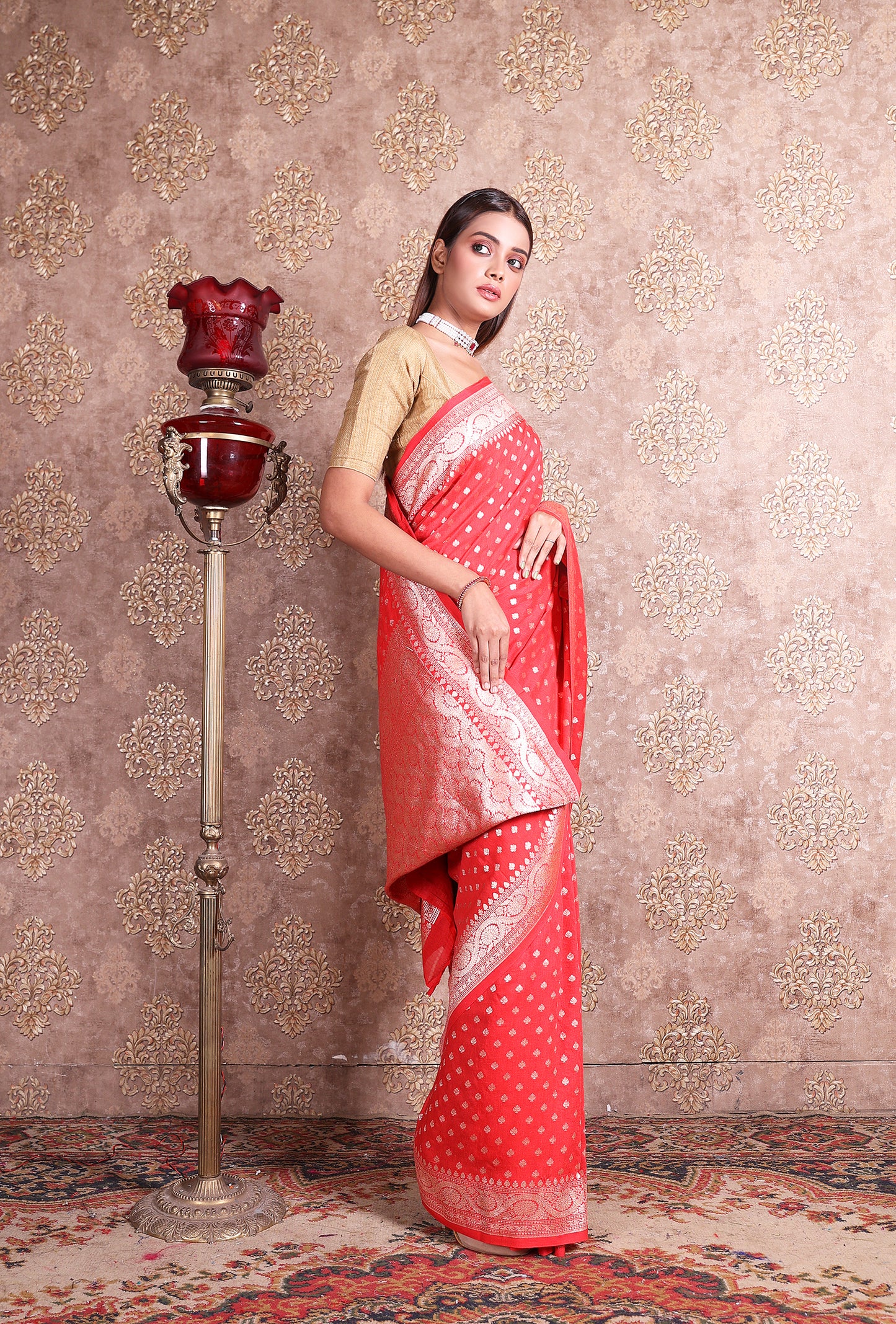 Handloom Moonga Silk Red Saree