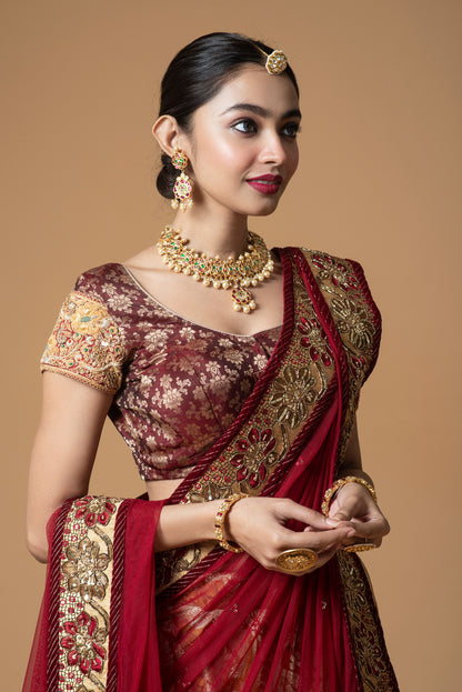 Velvet Jamawar Embroidered Set
