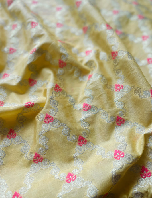 Mulberry Meenakari Jaal Yellow Fabric