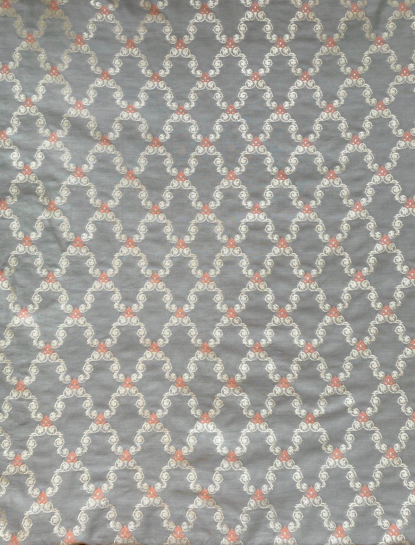 Mulberry Meenakari Jaal Grey Fabric
